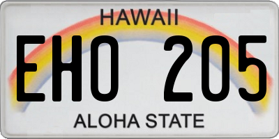 HI license plate EHO205