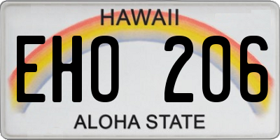 HI license plate EHO206
