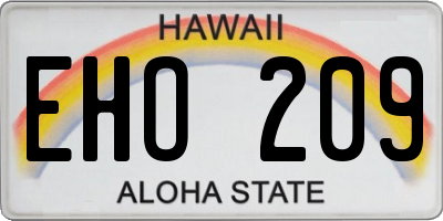 HI license plate EHO209