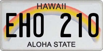 HI license plate EHO210