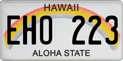 HI license plate EHO223