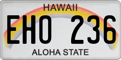 HI license plate EHO236