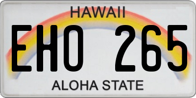HI license plate EHO265