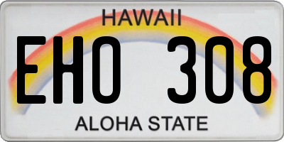 HI license plate EHO308