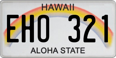 HI license plate EHO321