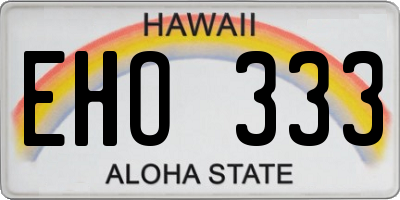 HI license plate EHO333