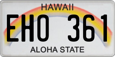 HI license plate EHO361