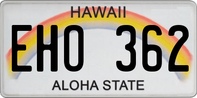 HI license plate EHO362