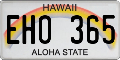 HI license plate EHO365