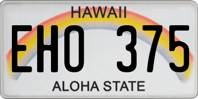 HI license plate EHO375