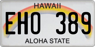 HI license plate EHO389