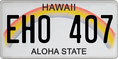 HI license plate EHO407