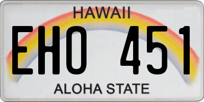 HI license plate EHO451