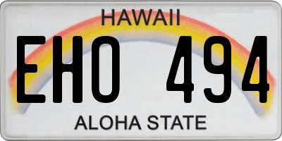 HI license plate EHO494