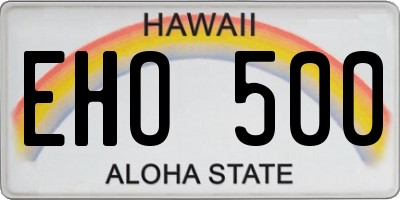 HI license plate EHO500