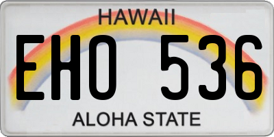 HI license plate EHO536