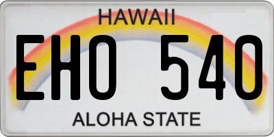 HI license plate EHO540