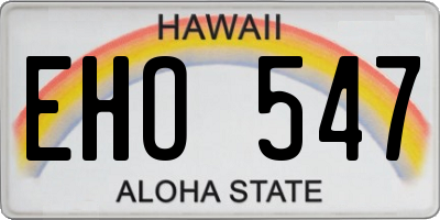 HI license plate EHO547