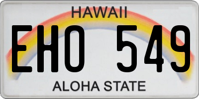 HI license plate EHO549