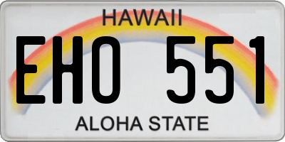 HI license plate EHO551