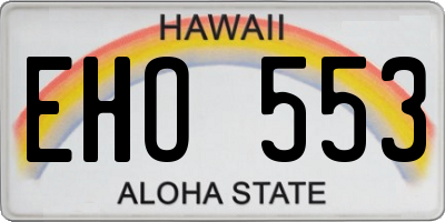 HI license plate EHO553