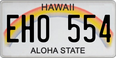 HI license plate EHO554