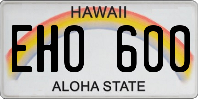 HI license plate EHO600