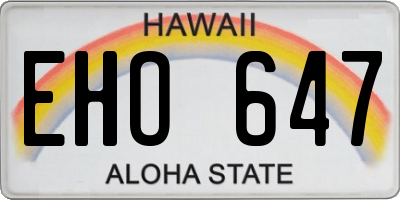 HI license plate EHO647