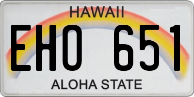 HI license plate EHO651