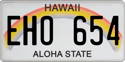 HI license plate EHO654
