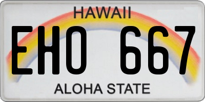 HI license plate EHO667