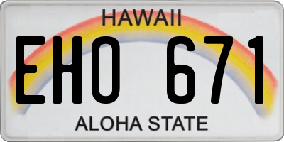 HI license plate EHO671