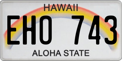 HI license plate EHO743