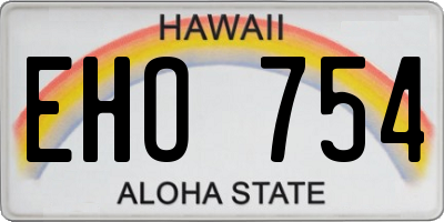 HI license plate EHO754