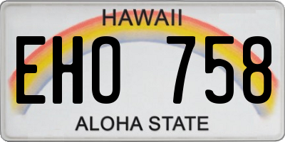 HI license plate EHO758