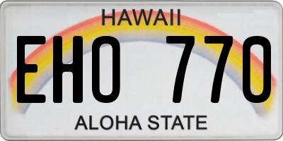 HI license plate EHO770