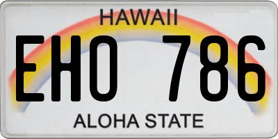HI license plate EHO786
