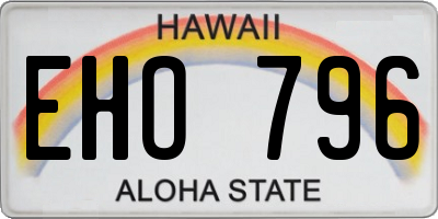 HI license plate EHO796