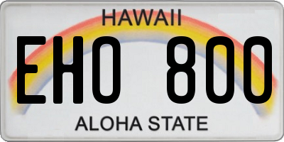 HI license plate EHO800