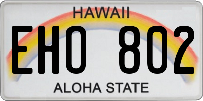 HI license plate EHO802