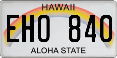 HI license plate EHO840