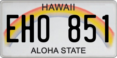 HI license plate EHO851