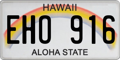 HI license plate EHO916