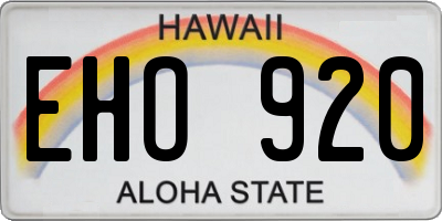 HI license plate EHO920