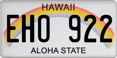 HI license plate EHO922
