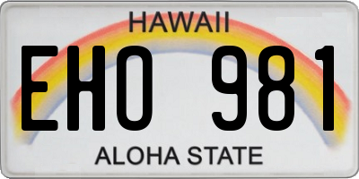 HI license plate EHO981