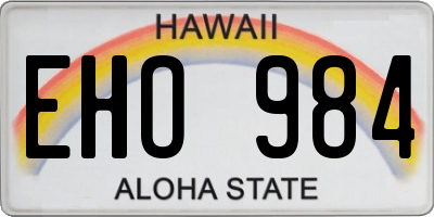 HI license plate EHO984