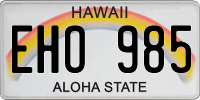 HI license plate EHO985