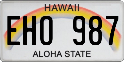 HI license plate EHO987