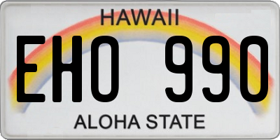 HI license plate EHO990